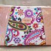 Stunning "Just Peachy" Sunshine Crossbody Crossbody. Measures 10 1/2" wise x 8" tall and 3" deep. $85.00 Colorful paisley floral fabric center, with striking holographic peach glitter vinyl. Rose gold hardware really ins striking in this combination. The exterior back also has a sipper pocket with rose gold zipper teeth and zipper pull. Matching adjustable strap in paisley and can be worn as a side strap or crossbody. Interior is waterproof canvas in rose gold color. It as a roomy slip pocket and zipper pocket.