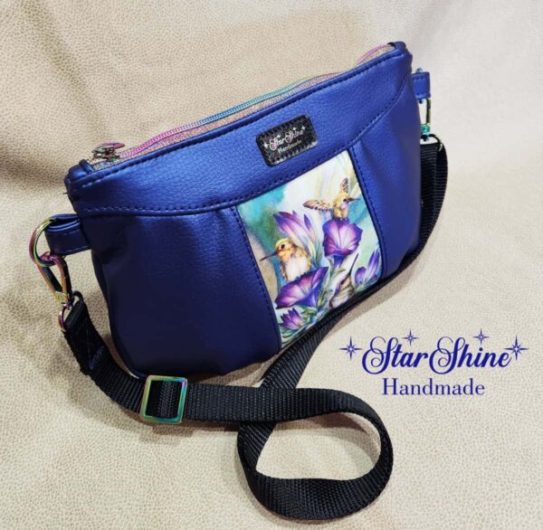 Blue Shimmer Humingbirds Crossbody