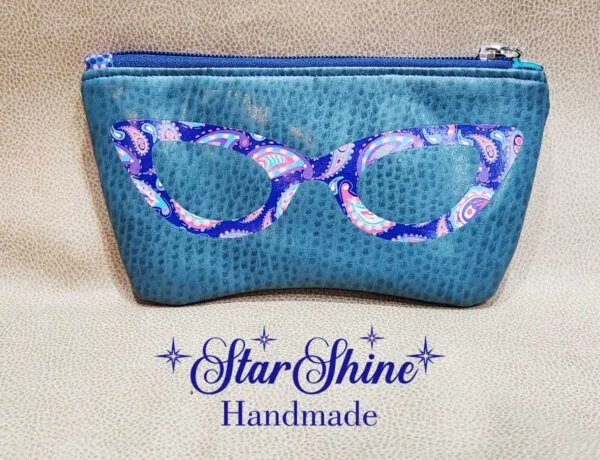 Teal Faux Ostrich Eyeglass Case