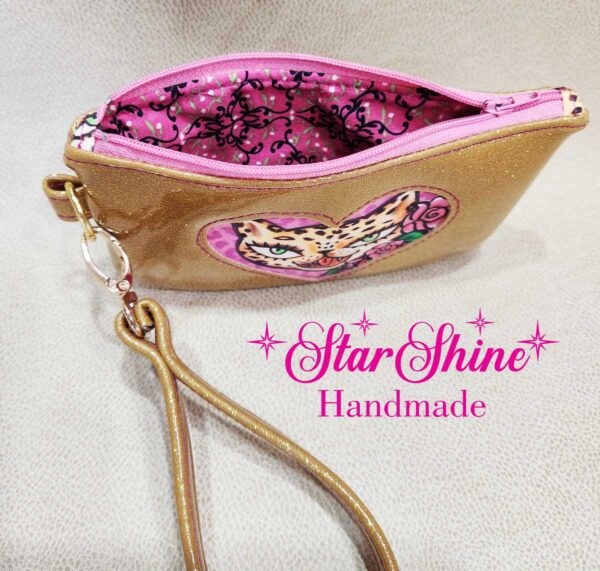 Alluring Pink Leopard Wristlet
