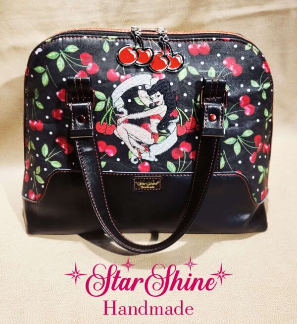 Black and Red Cherry Pinup Handbag
