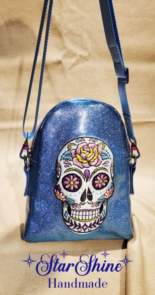 Glittering Sugar Skull Crossbody