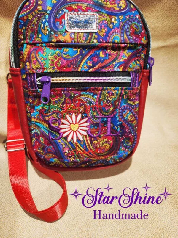 Red And Purple Paisley Embroidered Crossbody