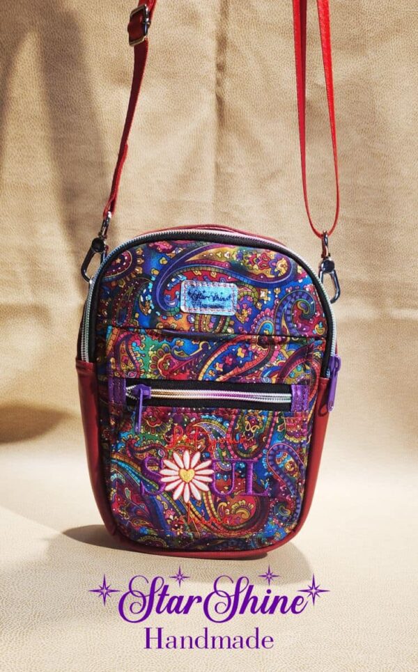 Red And Purple Paisley Embroidered Crossbody