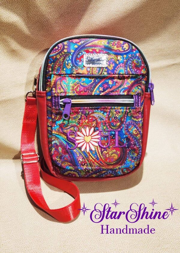Red And Purple Paisley Embroidered Crossbody