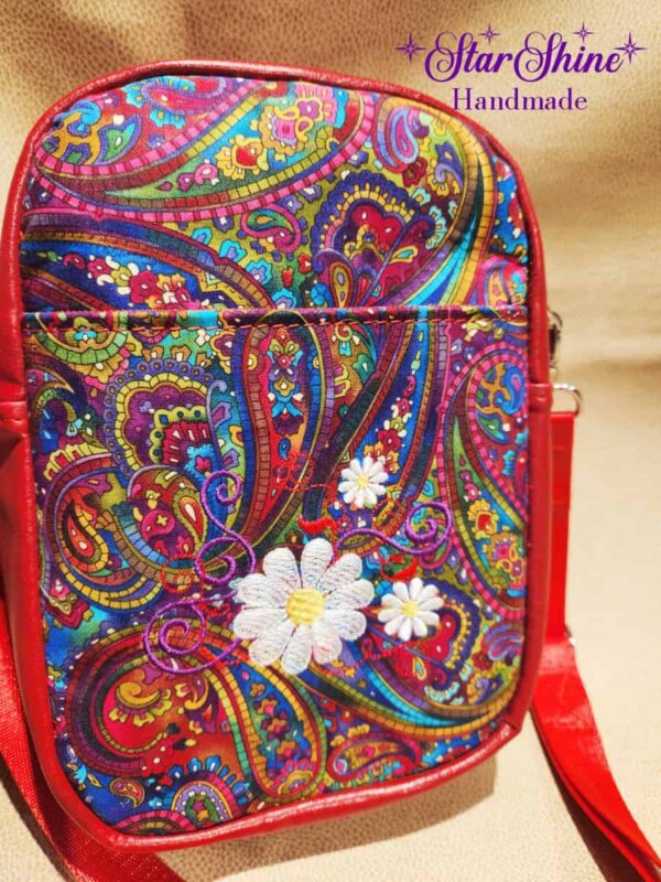 Red And Purple Paisley Embroidered Crossbody