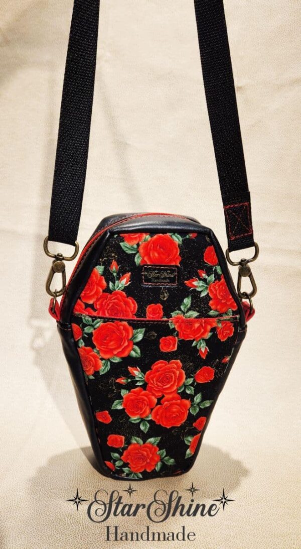 Roses and Skeleton Coffin Adjustable Crossbody