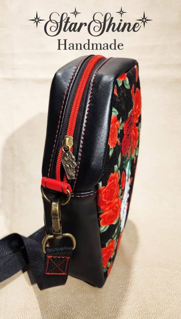 Roses and Skeleton Coffin Adjustable Crossbody