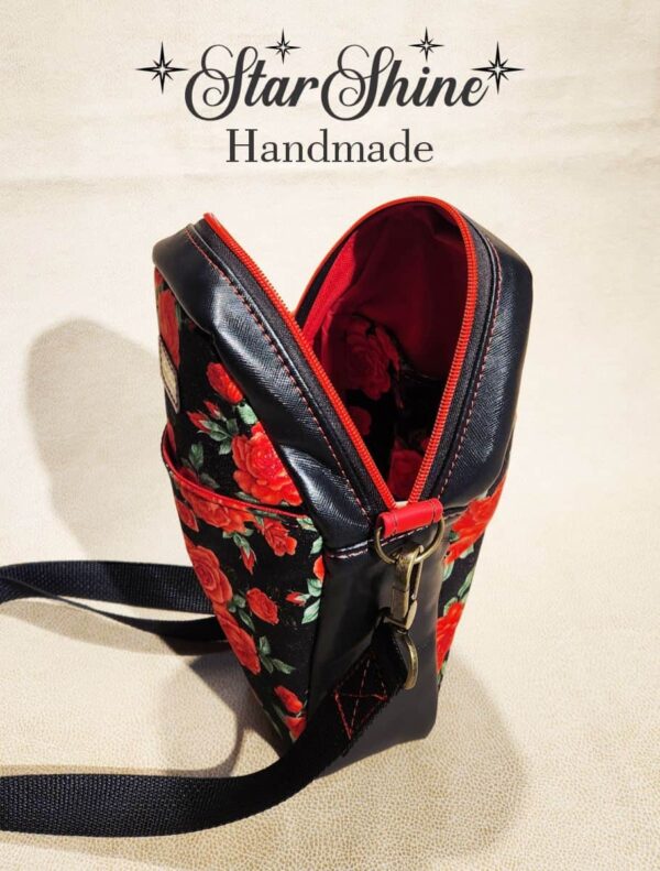 Roses and Skeleton Coffin Adjustable Crossbody