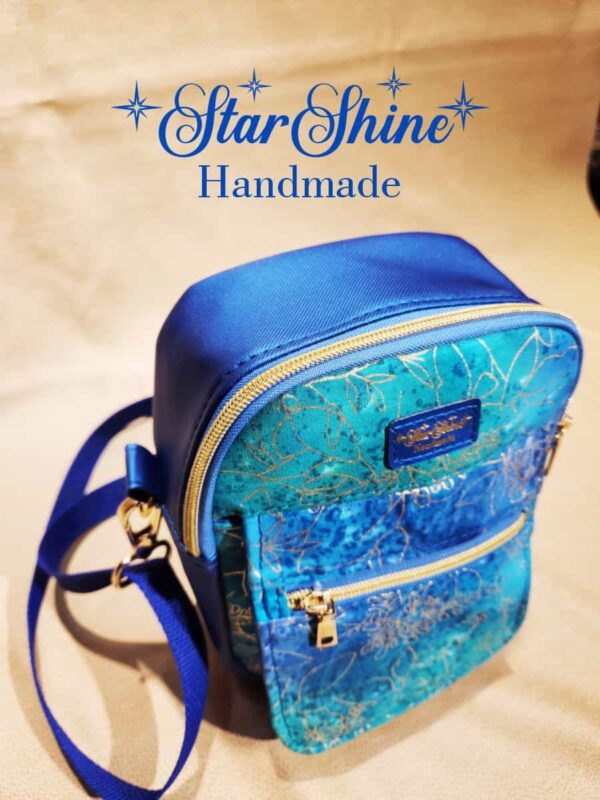 Blue and Gold Adjustable Small Crossbody Bag