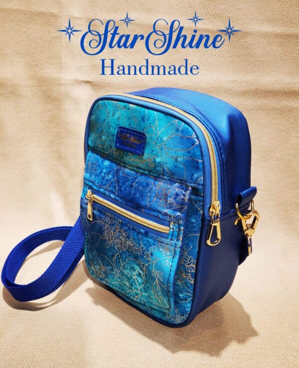 Blue and Gold Adjustable Small Crossbody Bag