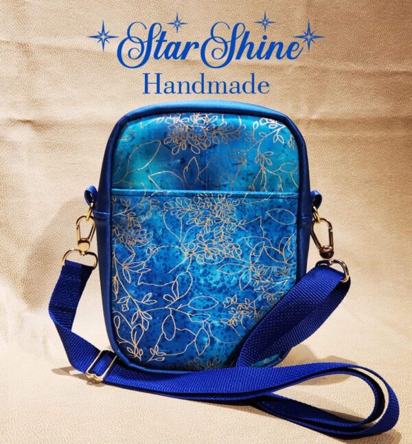 Blue and Gold Adjustable Small Crossbody Bag