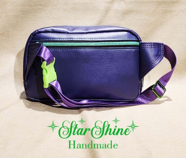 Purple and Green Sling-Waist Bag with Custom Embroidered Oogie
