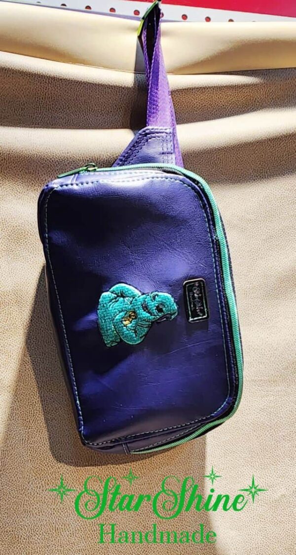 Purple and Green Sling-Waist Bag with Custom Embroidered Oogie