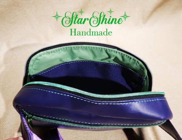 Purple and Green Sling-Waist Bag with Custom Embroidered Oogie