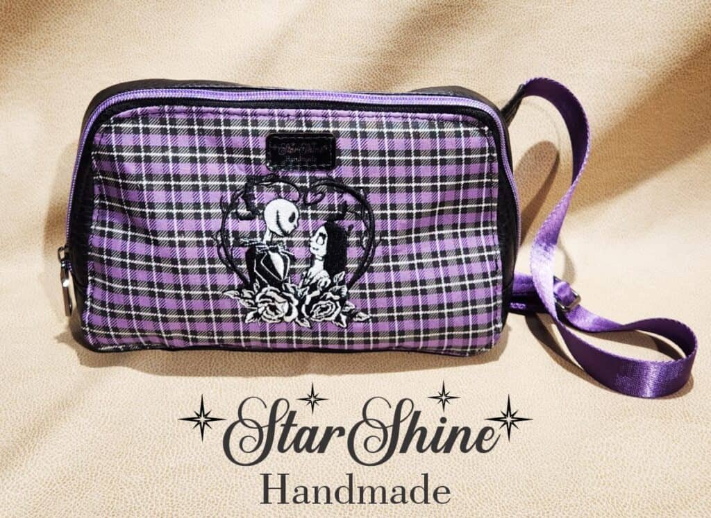 Purple and Black Embroidered Crossbody-Waist Bag