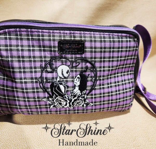 Purple and Black Custom Embroidered Crossbody-Waist Bag
