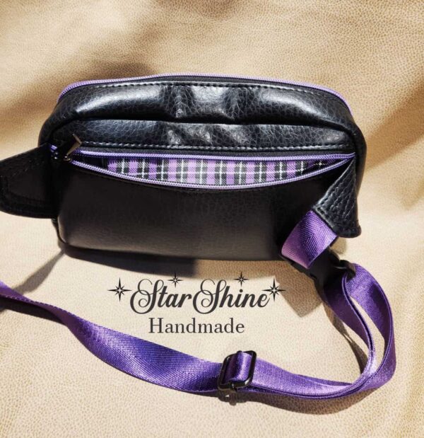 Purple and Black Custom Embroidered Crossbody-Waist Bag