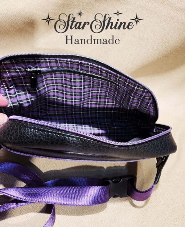 Purple and Black Custom Embroidered Crossbody-Waist Bag