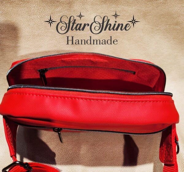 Handcrafted Red Roses and Heart Waist-Sling Bag