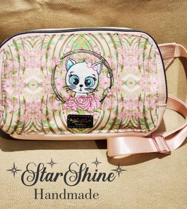 Pink Floral Kitty Convertible Sling Bag