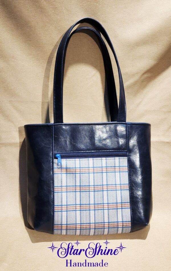 Classic Navy Blue and Plaid Urban Tote