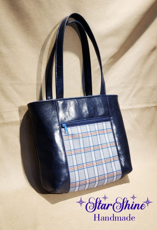 Classic Navy Blue and Plaid Urban Tote