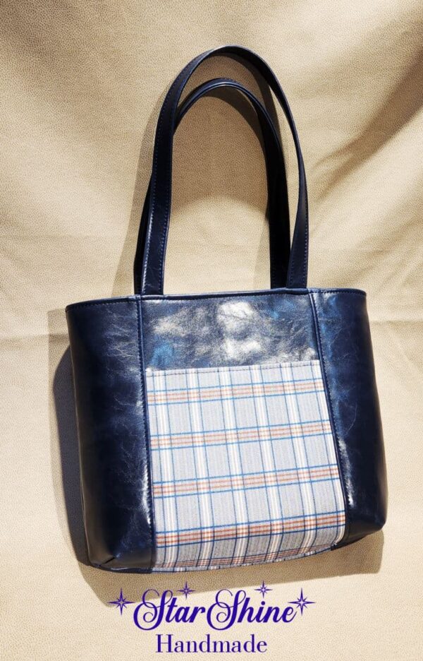 Classic Navy Blue and Plaid Urban Tote