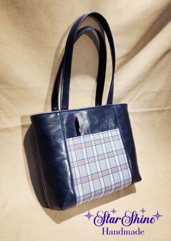 Classic Navy Blue and Plaid Urban Tote