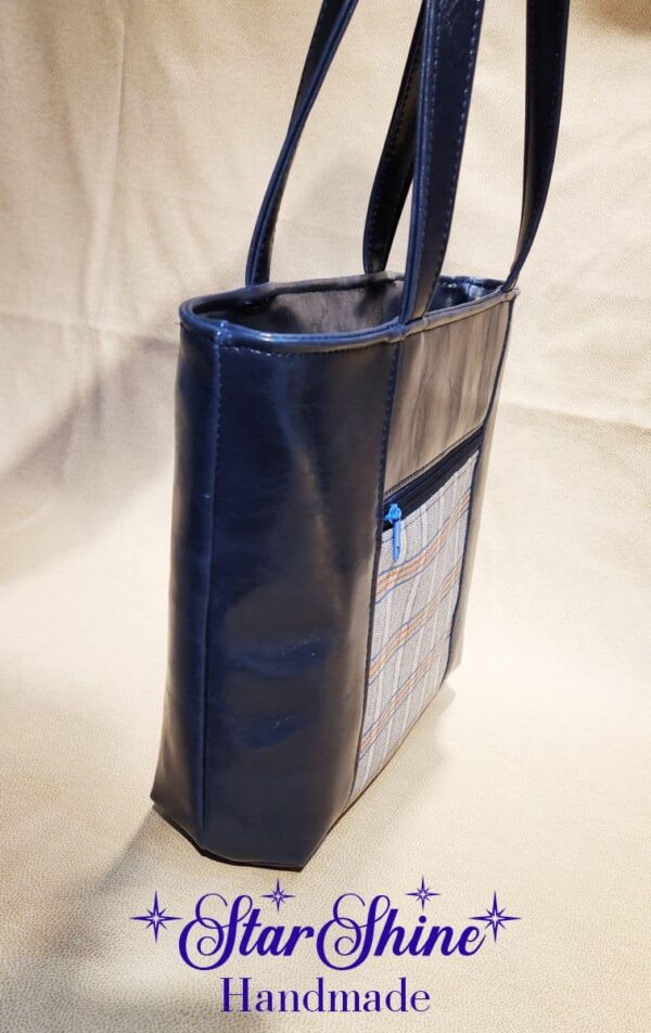 Classic Navy Blue and Plaid Urban Tote