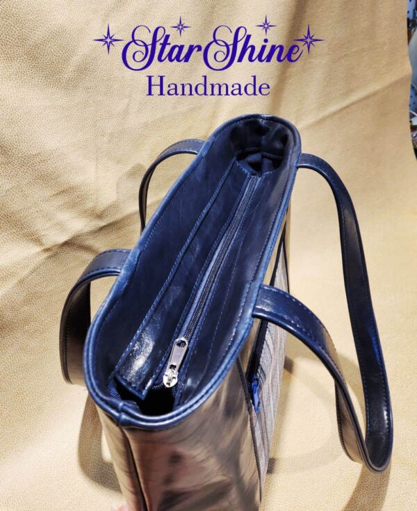 Classic Navy Blue and Plaid Urban Tote