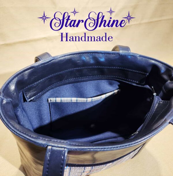 Classic Navy Blue and Plaid Urban Tote