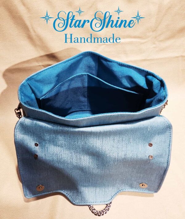 Turquoise Blue Amatista Shoulder Bag - Upper interior view, Opposite side