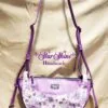 Purple Floral Retro Luna Shoulder Bag - Front view