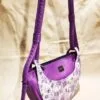 Purple Floral Retro Luna Shoulder Bag - Angle view
