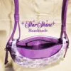Purple Floral Retro Luna Shoulder Bag - Top view/zipper pocket