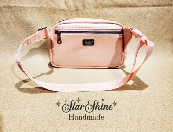 Pearl Pink Convertible Crossbody featuring a vintage inspired sarcastic quote “I Checked My Receipt, I didn't buy any of your bullshit”. Rear view
