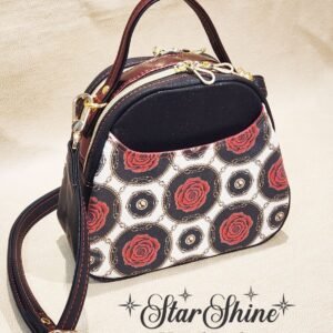 Black and Red Rose Mini E Bowler Crossbody Bag