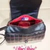 Black and Metallic Red Hearts Barrel Crossbody. Interior View