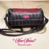 Black and Metallic Red Hearts Barrel Crossbody