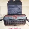 Black and Metallic Red Hearts Barrel Crossbody. Flap open
