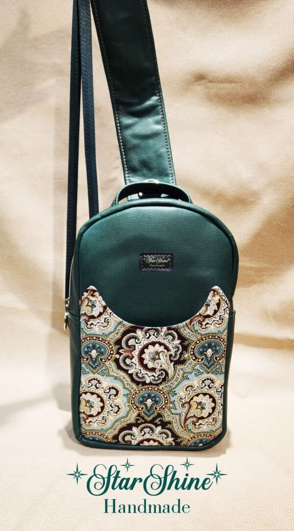 Emerald Green and Metallic Gold Paisley Sling/Crossbody Bag.
