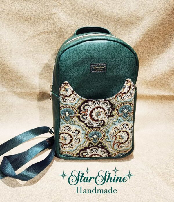 Emerald Green and Metallic Gold Paisley Sling/Crossbody Bag.