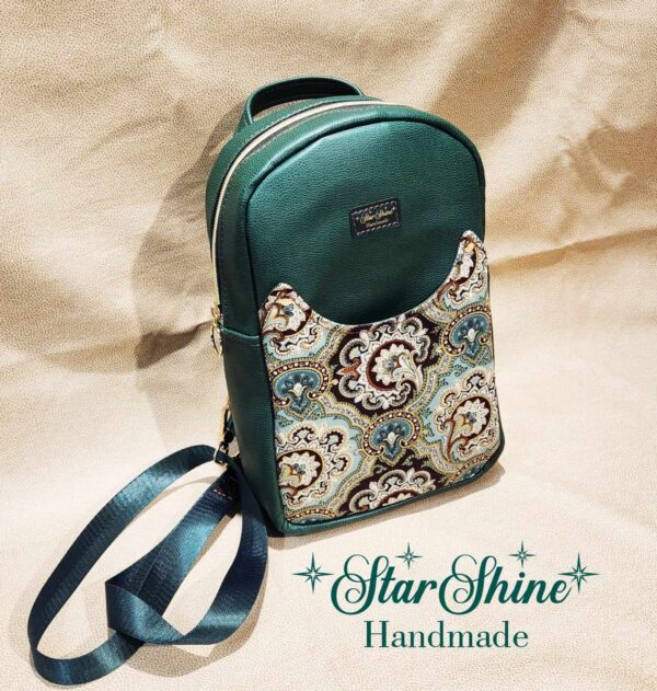Emerald Green and Metallic Gold Paisley Sling/Crossbody Bag.