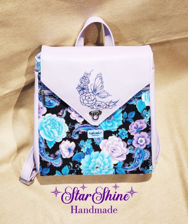 Lavender and Blue Floral Meraki Backpack