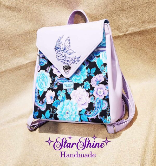 Lavender and Blue Floral Meraki Backpack