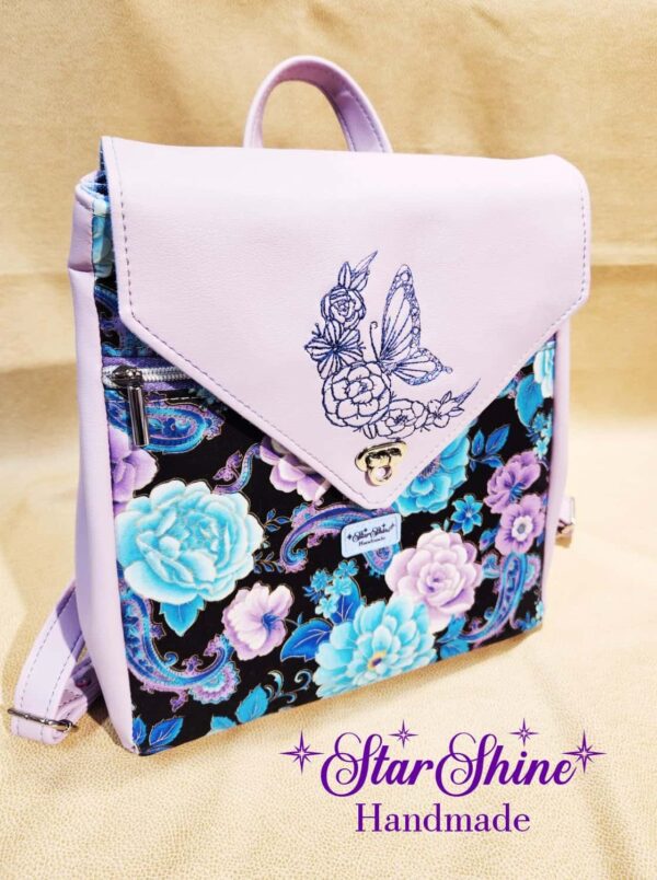 Lavender and Blue Floral Meraki Backpack
