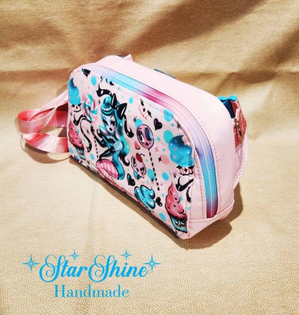 Vintage Inspired Pin Up, Pink Faux Leather Convertible Hip and Crossbody Bag.