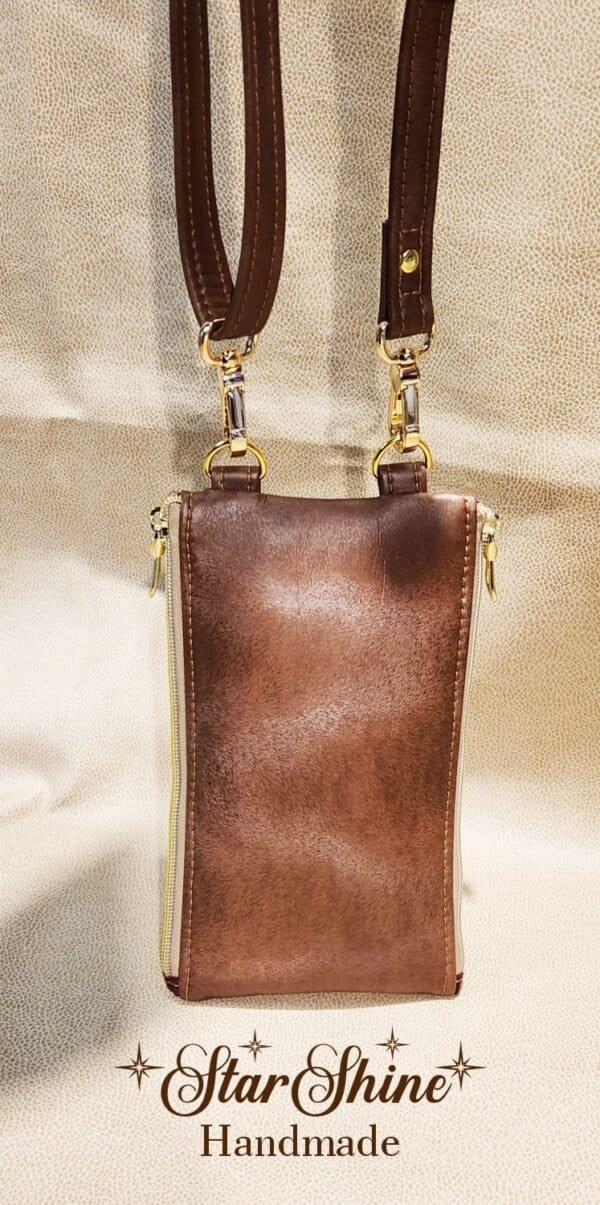 Regal Brown Cellphone Wallet Crossbody Bag. Rear View