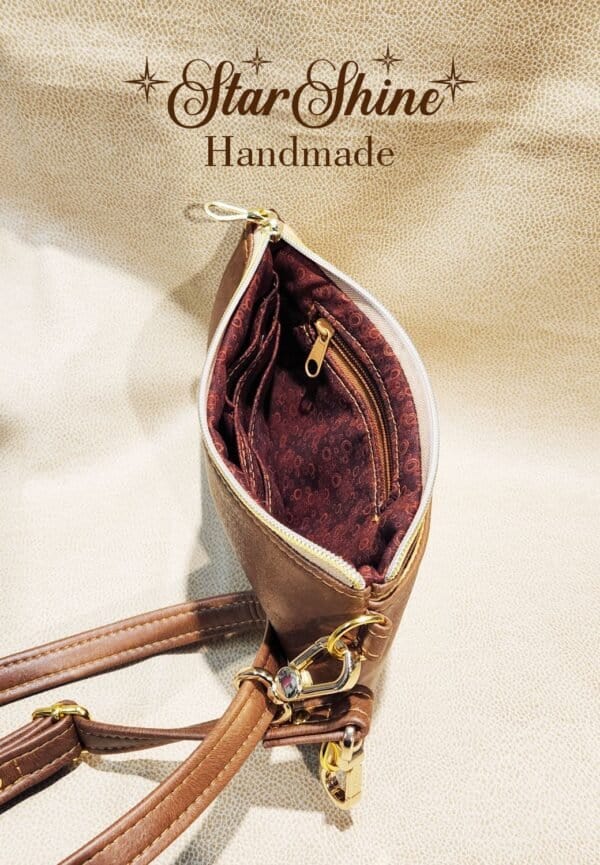 Regal Brown Cellphone Wallet Crossbody Bag. Interior View